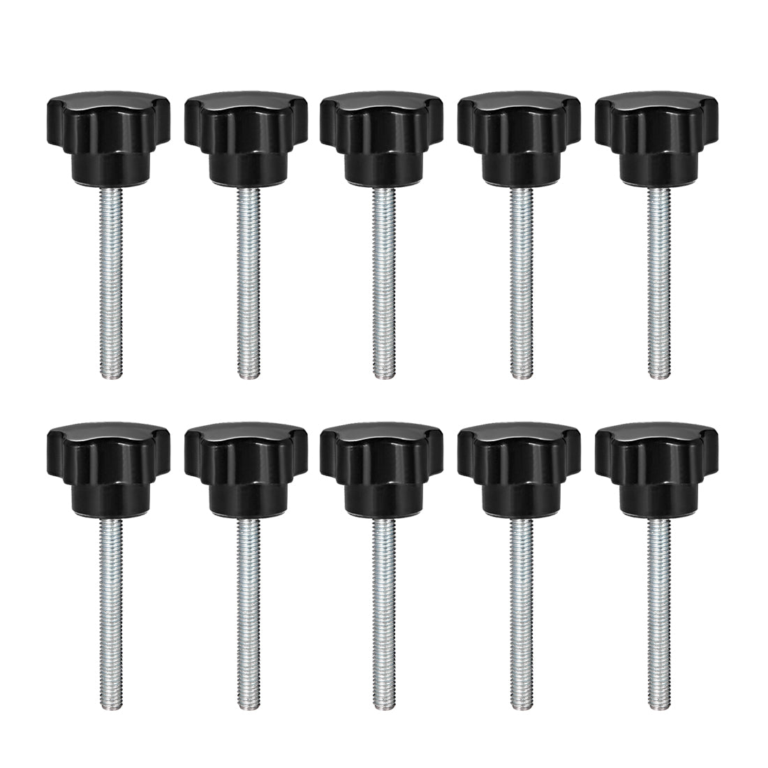 Harfington 10 Pcs Star Knobs Grips Male Thread Steel Zinc Stud Black PP