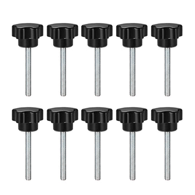 Harfington 10 Pcs Star Knobs Grips Male Thread Steel Zinc Stud Black PP