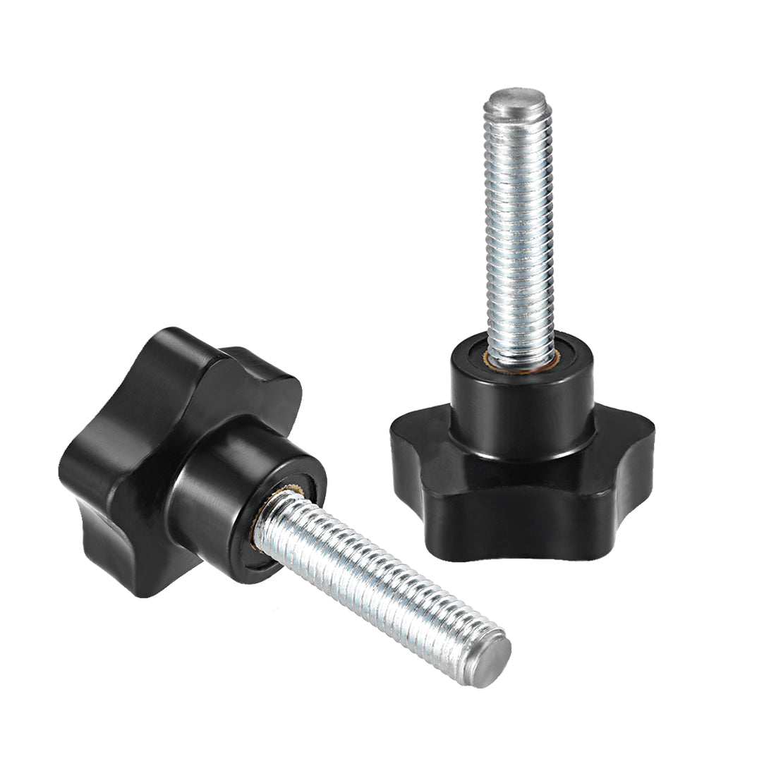Harfington 5Pcs Star Knob Grip Male Thread  Steel Zinc Stud Black PP
