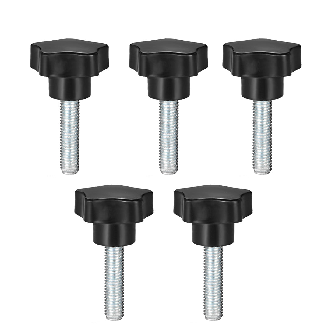 Harfington 5Pcs Star Knob Grip Male Thread  Steel Zinc Stud Black PP