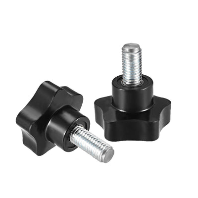 Harfington Star Knobs Grips Male Thread  Steel Zinc Stud Black PP