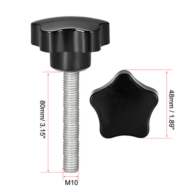 Harfington Star Knobs Grips Male Thread  Steel Zinc Stud Black PP