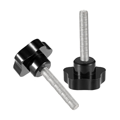 Harfington Star Knobs Grips Male Thread  Steel Zinc Stud Black PP