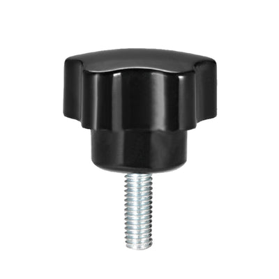 Harfington 20Pcs Star Knobs Grips Male Thread  Steel Zinc Stud Black PP
