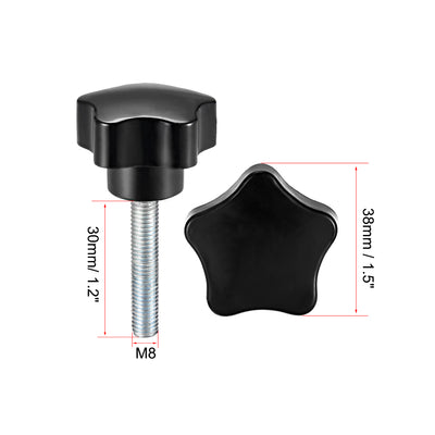 Harfington 6 Pcs Star Knob Grips Male Thread  Steel Zinc Stud Replacement PP