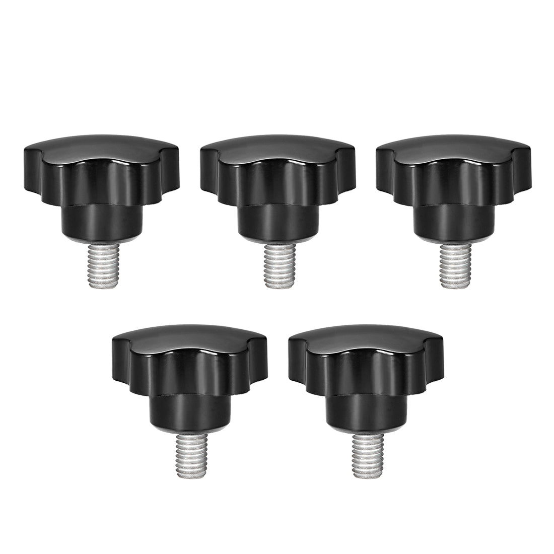 Harfington 5Pcs Star Knob Grip Male Thread  Steel Zinc Stud Black PP