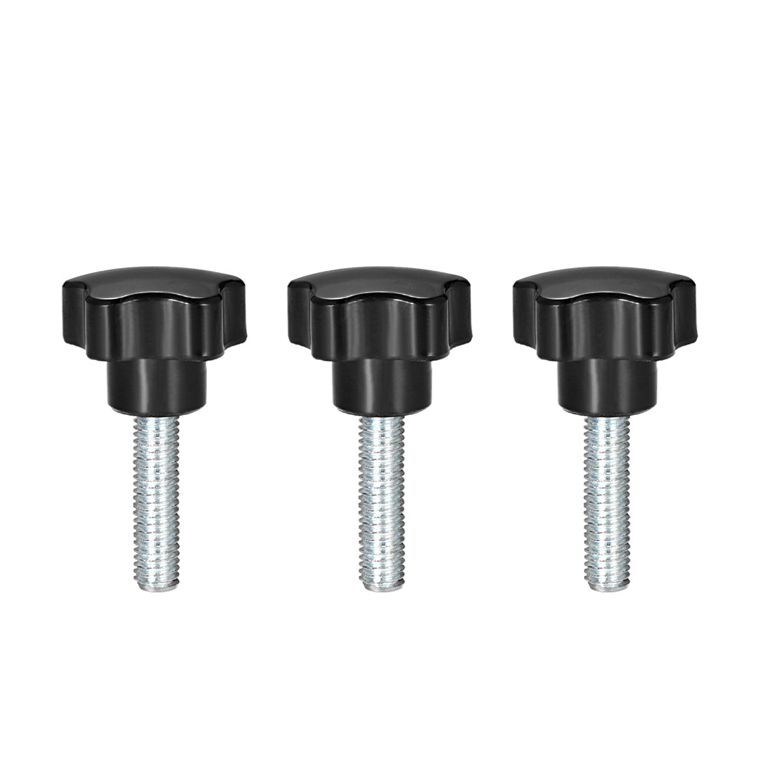 Harfington 3 Pcs Star Knob Grip Male Thread  Steel Zinc Stud Black PP
