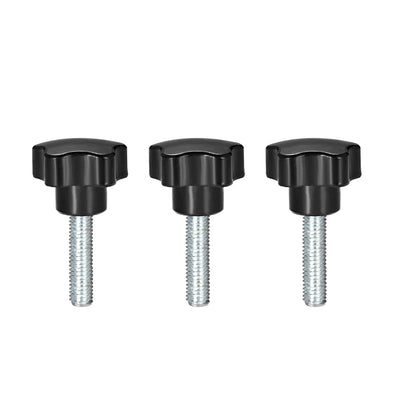 Harfington 3 Pcs Star Knob Grip Male Thread  Steel Zinc Stud Black PP