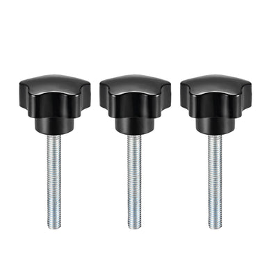 Harfington 3 Pcs Star Knob Grip Male Thread  Steel Zinc Stud Black PP