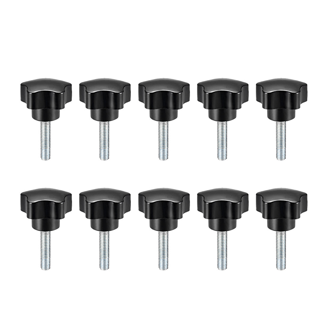 Harfington 10 Pcs Star Knobs Grips Male Thread Steel Zinc Stud Black PP
