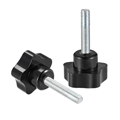 Harfington 3 Pcs Star Knob Grip Male Thread  Steel Zinc Stud Black PP