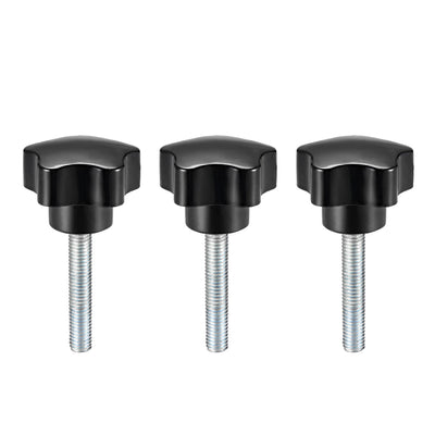 Harfington 3 Pcs Star Knob Grip Male Thread  Steel Zinc Stud Black PP