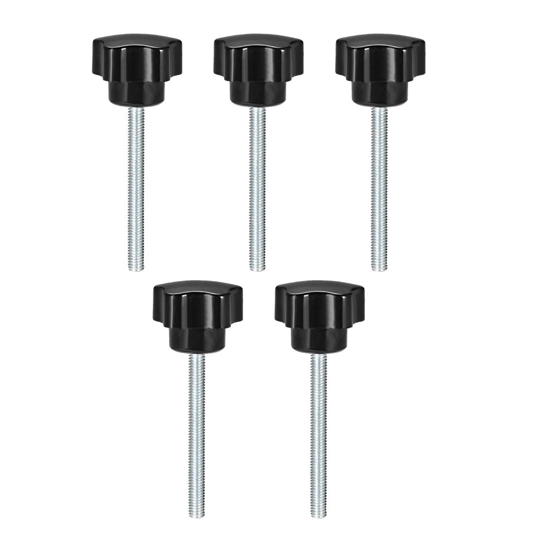 Harfington 5Pcs Star Knob Grip Male Thread  Steel Zinc Stud Black PP