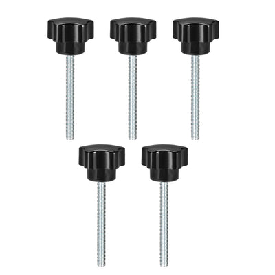 Harfington 5Pcs Star Knob Grip Male Thread  Steel Zinc Stud Black PP