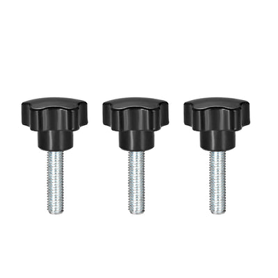 Harfington 3 Pcs Star Knob Grip Male Thread  Steel Zinc Stud Black PP