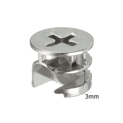 Harfington 15mm Dia Furniture Connecting Cam Lock Fittings Nut Zinc Alloy Silver Tone 10pcs