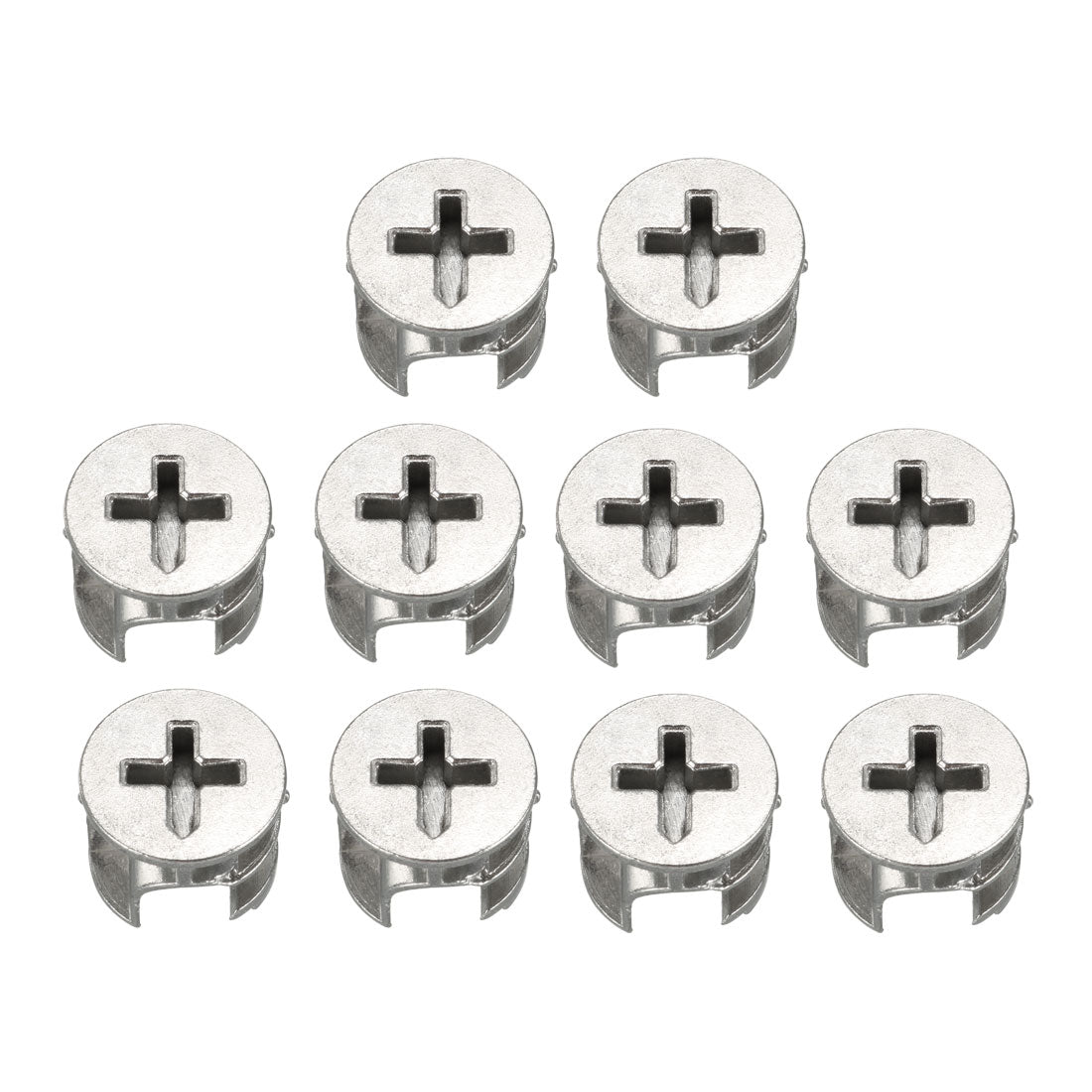 Harfington 15mm Dia Furniture Connecting Cam Lock Fittings Nut Zinc Alloy Silver Tone 10pcs