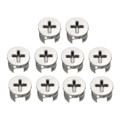 Harfington 15mm Dia Furniture Connecting Cam Lock Fittings Nut Zinc Alloy Silver Tone 10pcs