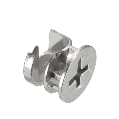 Harfington 15mm Dia Furniture Connecting Cam Lock Fittings Nut Zinc Alloy Silver Tone 15pcs