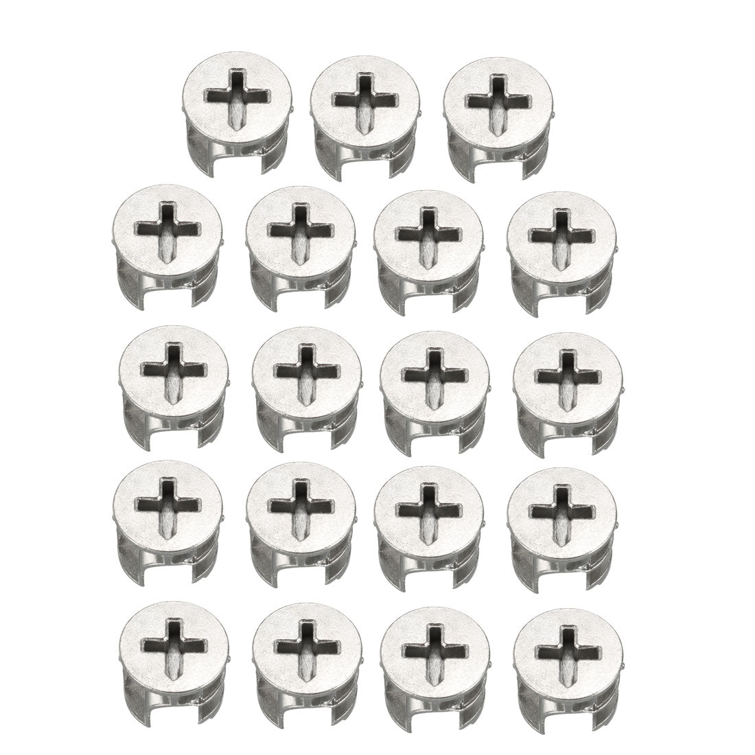 Harfington 15mm Dia Furniture Connecting Cam Lock Fittings Nut Zinc Alloy Silver Tone 15pcs