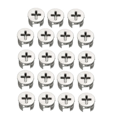 Harfington 15mm Dia Furniture Connecting Cam Lock Fittings Nut Zinc Alloy Silver Tone 15pcs