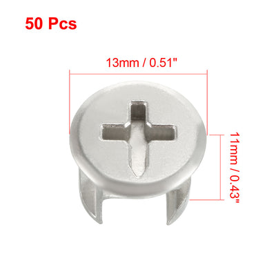 Harfington 13mm Dia Furniture Connecting Cam Lock Fittings Nut Zinc Alloy Silver Tone 50pcs