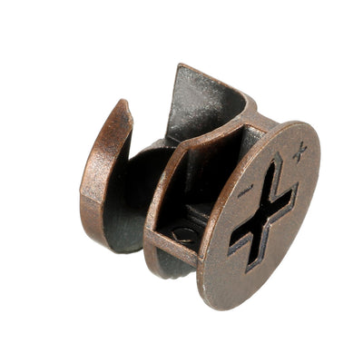 Harfington 15mm Dia Furniture Connecting Cam Lock Fittings Nut Zinc Plated Copper Tone 10pcs