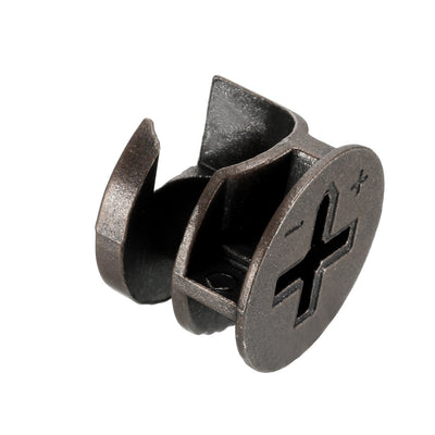 Harfington 15mm Dia Furniture Connecting Cam Lock Fittings Nut Zinc Plated Copper Tone 15pcs