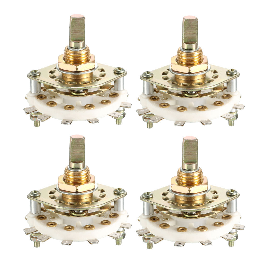 Harfington 12Pin 2P5T 2 Pole 5 Position Selectable Single Deck Band Selector Rotary Switch 4Pcs