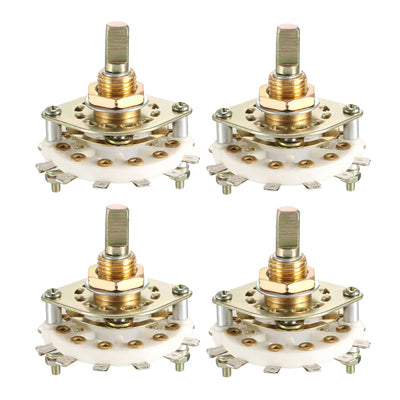 Harfington 12Pin 2P5T 2 Pole 5 Position Selectable Single Deck Band Selector Rotary Switch 4Pcs