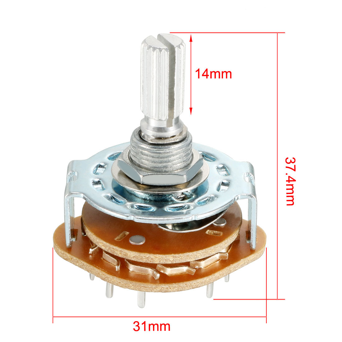 Harfington 16Pin 4P3T 4 Pole 3 Position Selectable Single Deck Band Selector Rotary Switch 2Pcs