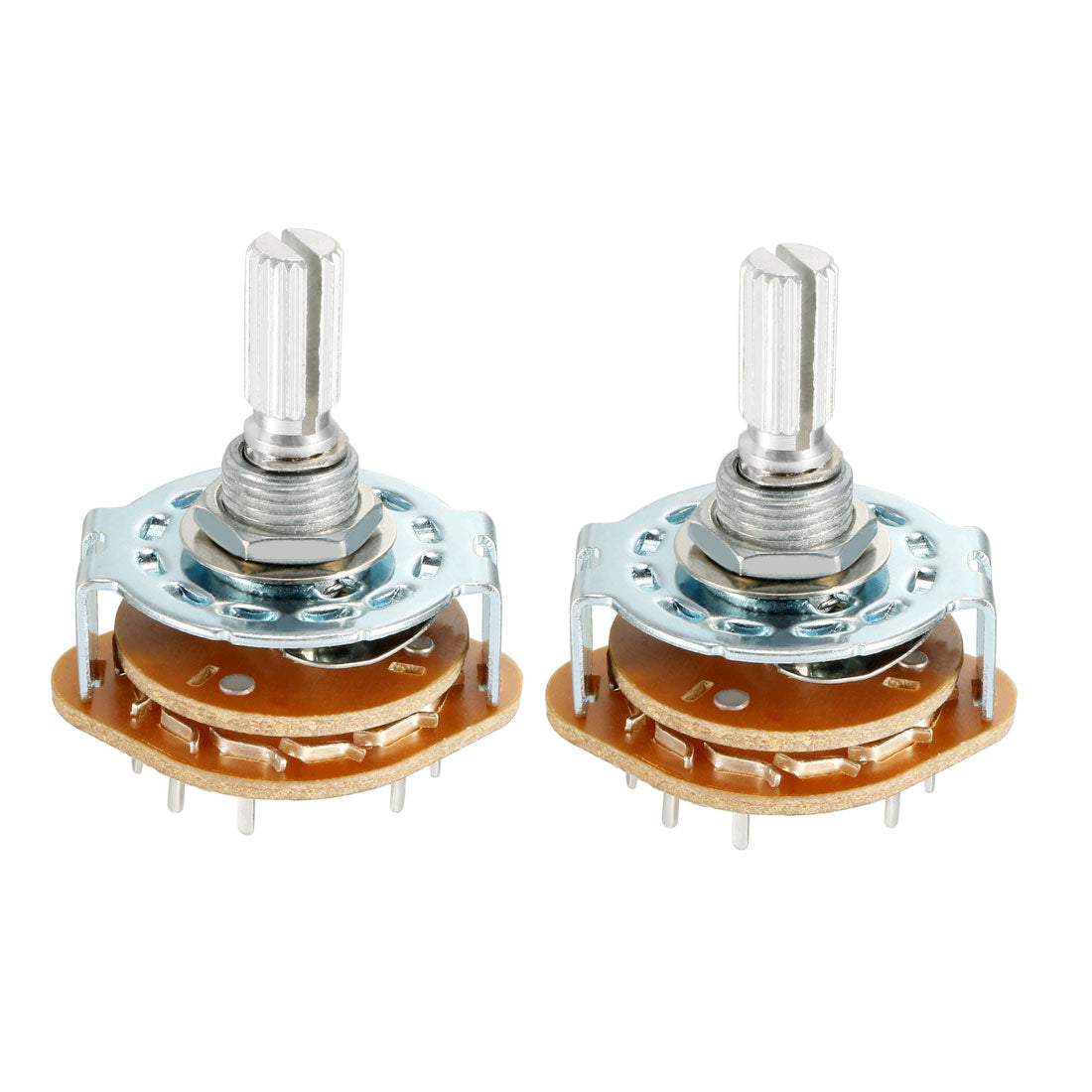 Harfington 16Pin 4P3T 4 Pole 3 Position Selectable Single Deck Band Selector Rotary Switch 2Pcs