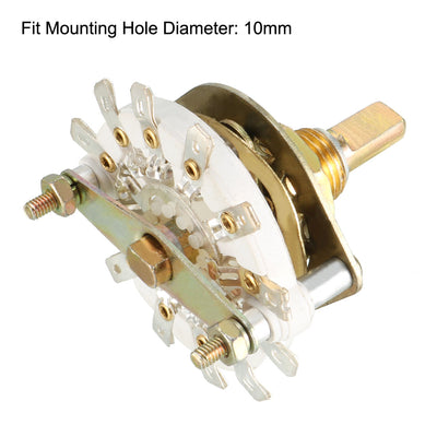 Harfington 12Pin 2P5T 2 Pole 5 Position Selectable Single Deck Band Selector Rotary Switch