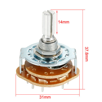 Harfington 12Pin 2P5T 2 Pole 5 Position Selectable Single Deck Band Selector Rotary Switch 2Pcs