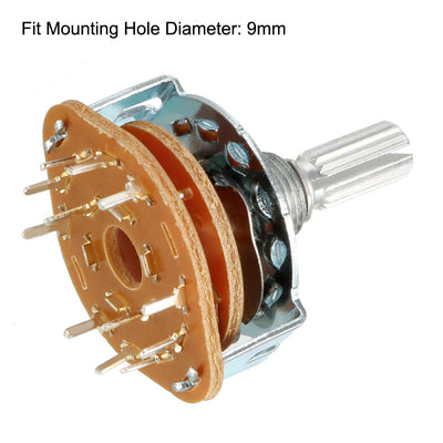 Harfington 12Pin 2P5T 2 Pole 5 Position Selectable Single Deck Band Selector Rotary Switch 2Pcs