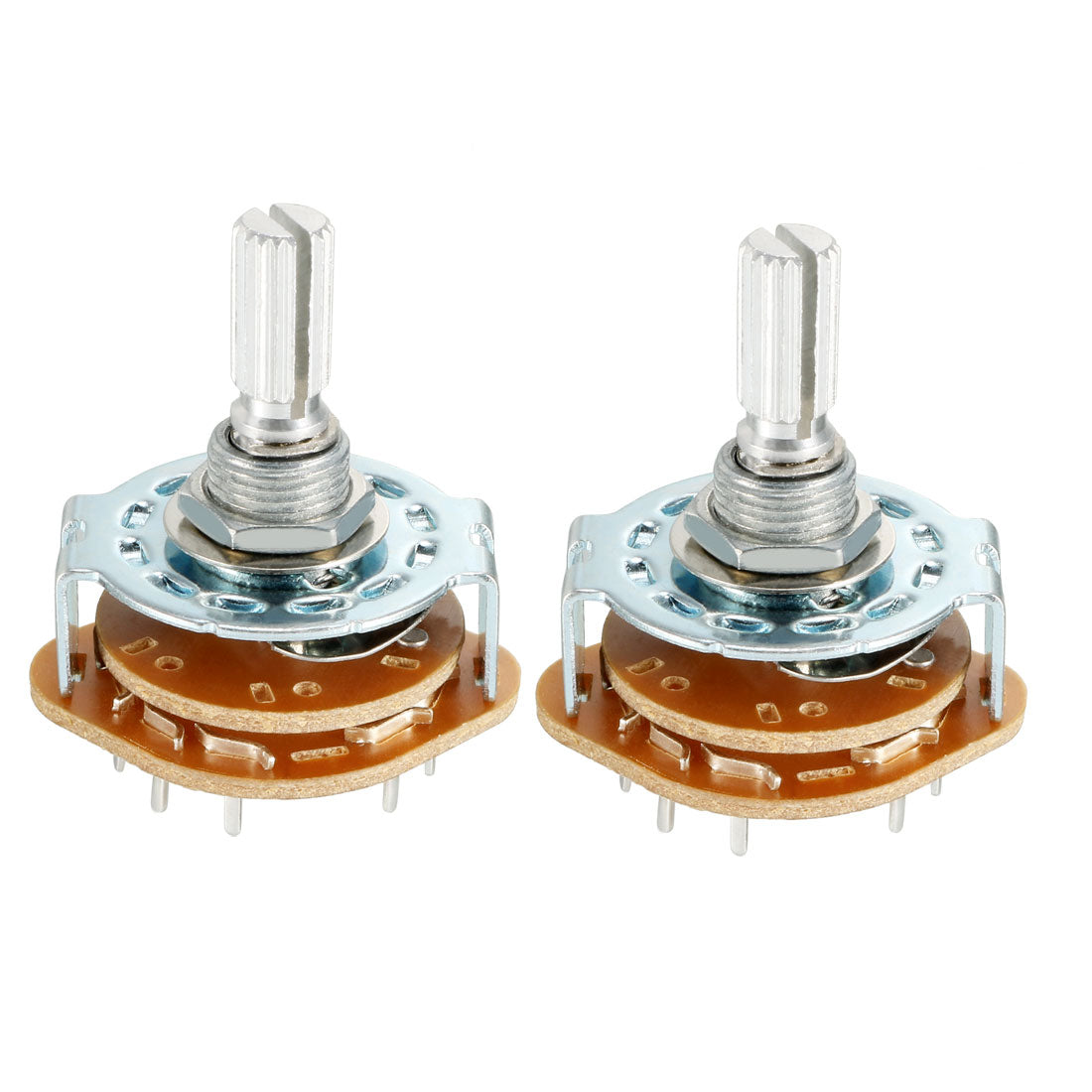 Harfington 12Pin 2P5T 2 Pole 5 Position Selectable Single Deck Band Selector Rotary Switch 2Pcs