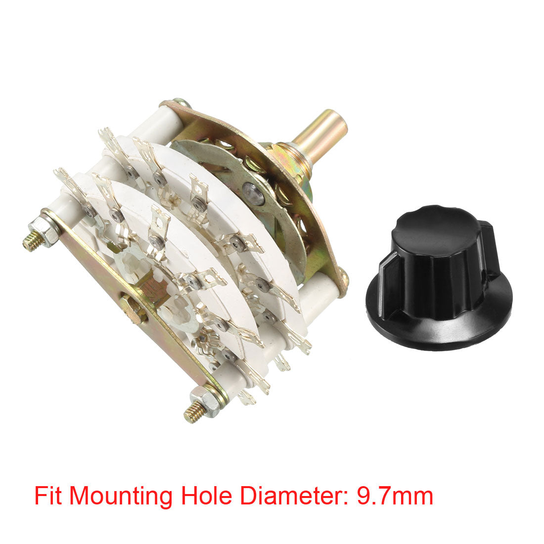 Harfington 2P8T 2 Pole 8 Position 2 Deck Band Channel Rotary Switch Selector with Plastic Knob