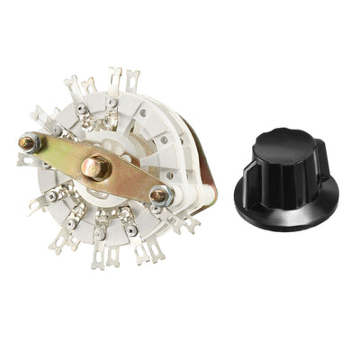 Harfington 2P8T 2 Pole 8 Position 2 Deck Band Channel Rotary Switch Selector with Plastic Knob