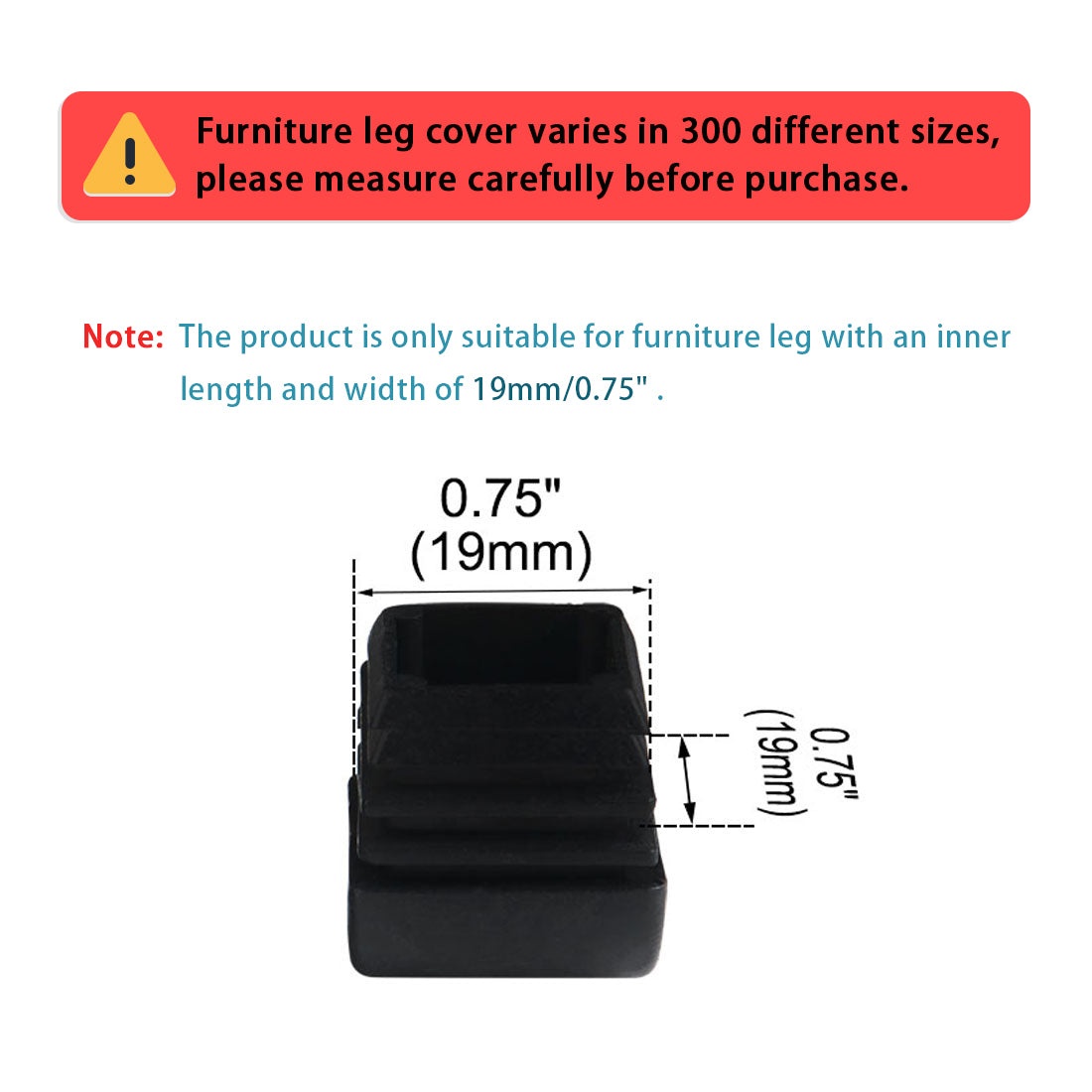 Harfington 16pcs 3/4" 20mm Domed Square Ribbed Inserts Finished Cover Desk Protector