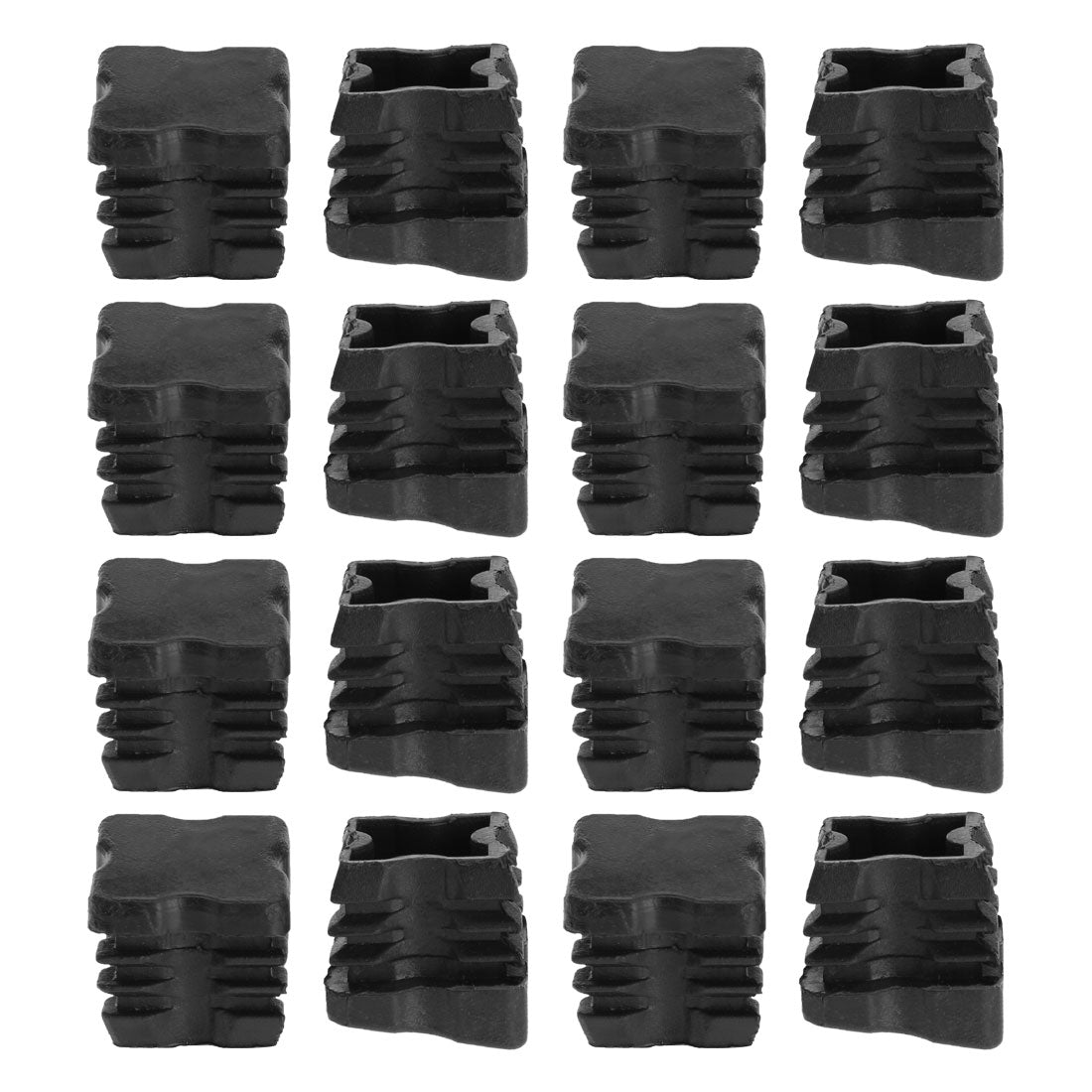 Harfington 16pcs 25 x 25mm OD Plastic Angled Square Tube Ribbed Inserts Cover Cap, 0.87" to 0.94" Inner Size, Floor Furniture Desk Chair Feet Protector