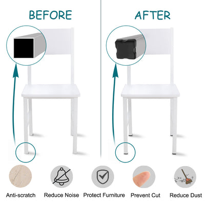 Harfington 18pcs 25 x 25mm OD Plastic Angled Square Tube Ribbed Inserts Cover Cap, 0.87" to 0.94" Inner Size, Floor Furniture Desk Chair Feet Protector