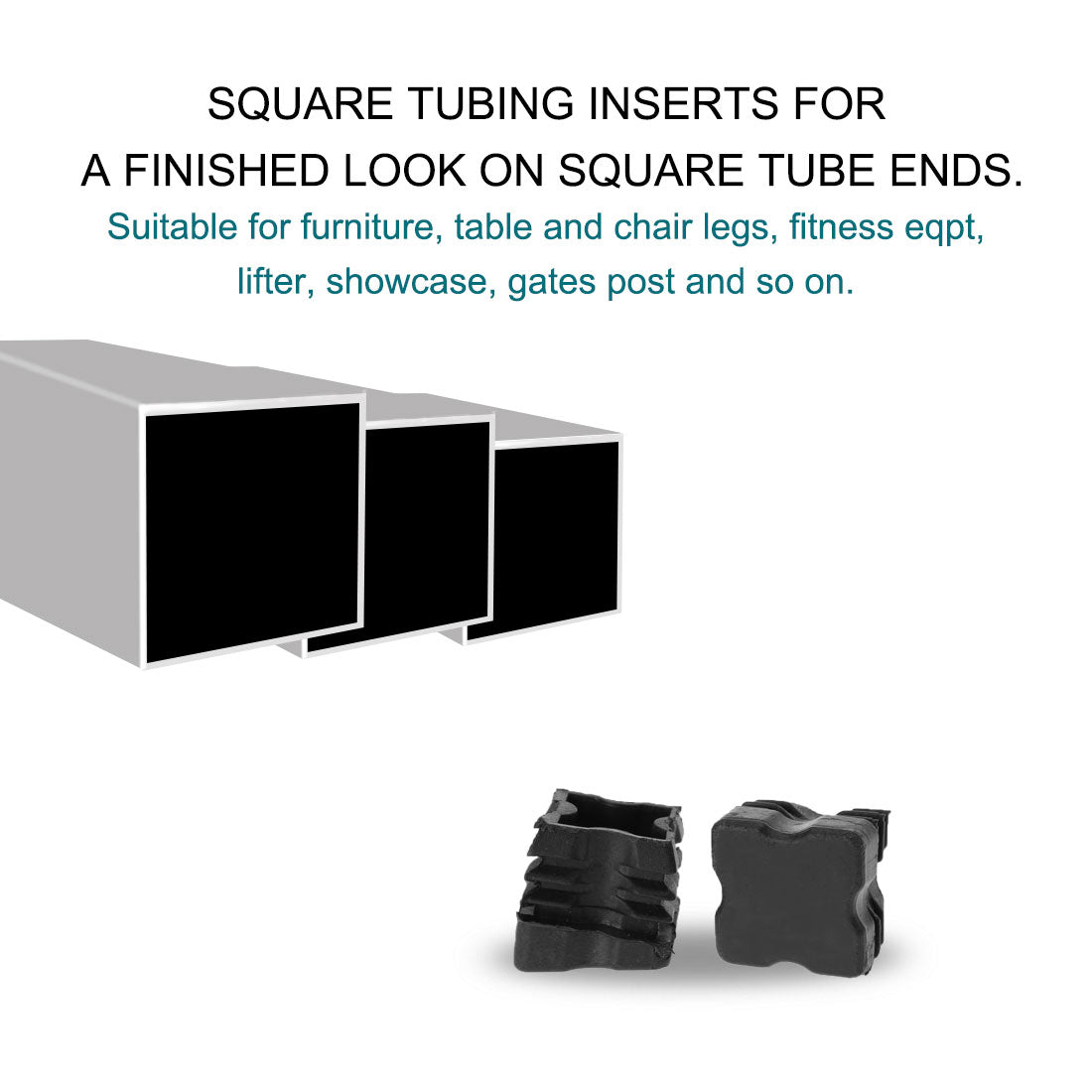 Harfington 18pcs 25 x 25mm OD Plastic Angled Square Tube Ribbed Inserts Cover Cap, 0.87" to 0.94" Inner Size, Floor Furniture Desk Chair Feet Protector