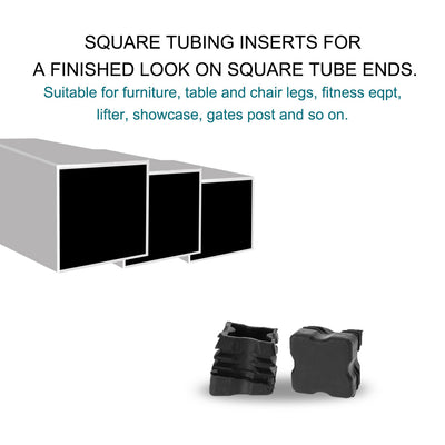 Harfington 18pcs 25 x 25mm OD Plastic Angled Square Tube Ribbed Inserts Cover Cap, 0.87" to 0.94" Inner Size, Floor Furniture Desk Chair Feet Protector