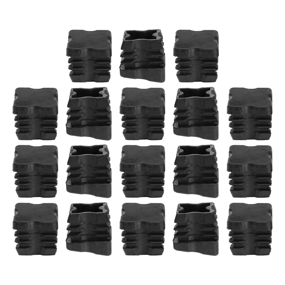 Harfington 18pcs 25 x 25mm OD Plastic Angled Square Tube Ribbed Inserts Cover Cap, 0.87" to 0.94" Inner Size, Floor Furniture Desk Chair Feet Protector
