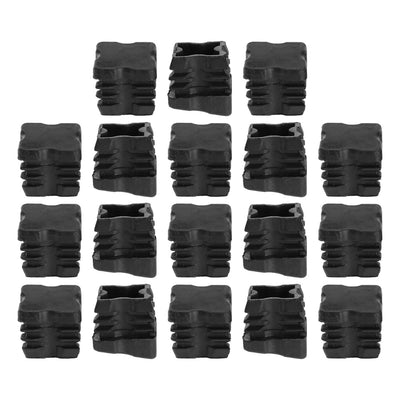 Harfington 18pcs 25 x 25mm OD Plastic Angled Square Tube Ribbed Inserts Cover Cap, 0.87" to 0.94" Inner Size, Floor Furniture Desk Chair Feet Protector