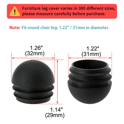 Harfington 1 1/4" 32mm OD Domed Round Inserts End Cover 14pcs, 1.14"-1.22" Inner Dia