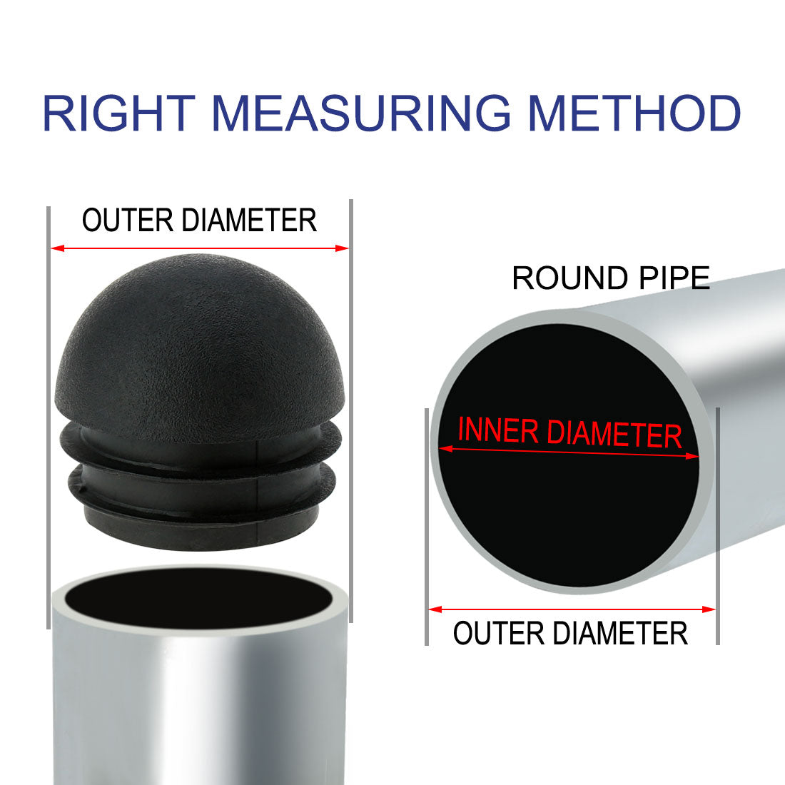 Harfington 1 1/4" 32mm OD Domed Round Inserts End Cover 14pcs, 1.14"-1.22" Inner Dia