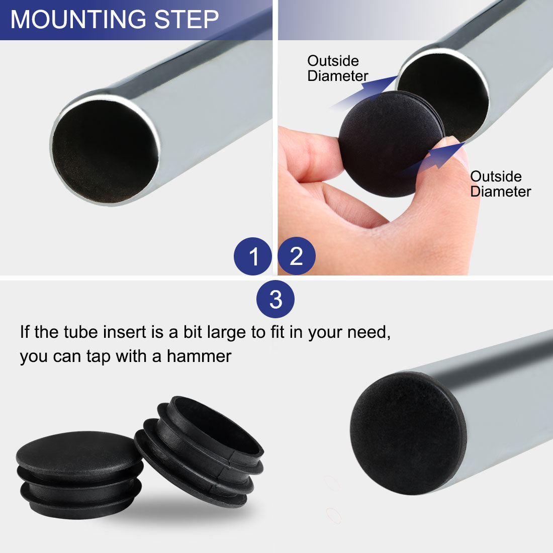 Harfington 1 1/2" 38mm OD Plastic Round Insert Table Protector, 1.38"-1.46" Inner Dia