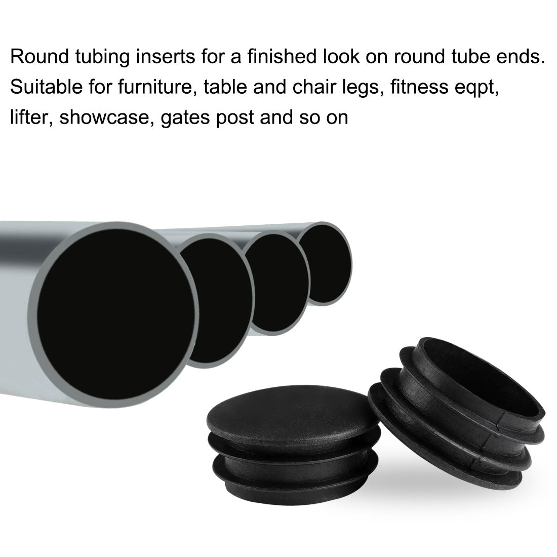 Harfington 1 1/2" 38mm OD Plastic Round Insert Table Protector, 1.38"-1.46" Inner Dia