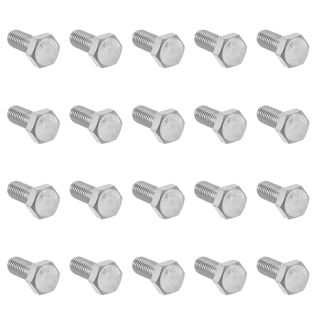 Harfington M8 Thread 20mm Length Hex Bolts 304 Stainless Steel Hexagon Screw Bolt 20pcs